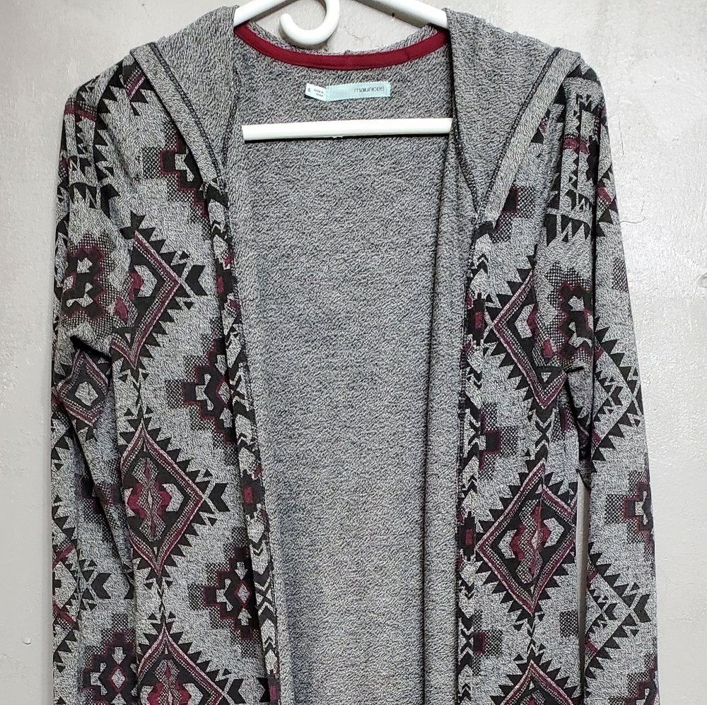 Lovely calf length light weight hooded cardigan